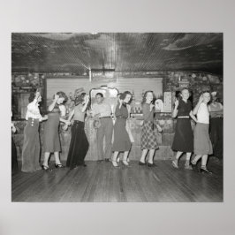 Meisjesavond uit, 1938. Oude foto Poster