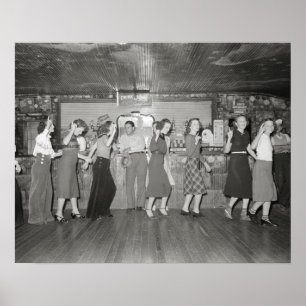 Meisjesavond uit, 1938. Oude foto Poster