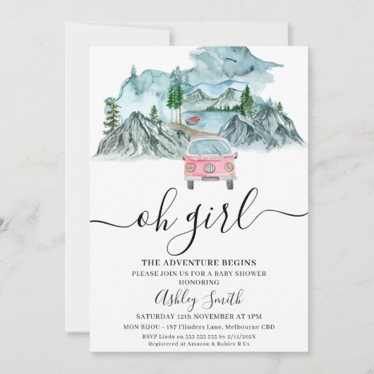 Meisjesavontuur begint met Baby shower Kaart (Voorkant)