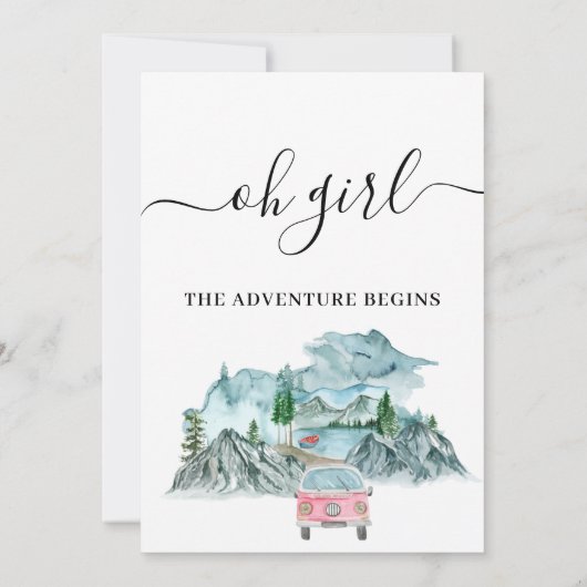 Meisjesavontuur begint met Baby shower Kaart (Achterkant)