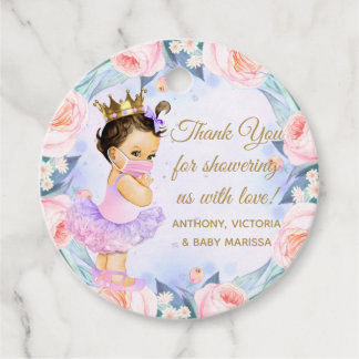 Meisjesbaby Met Masker COVID Baby Shower Bedankjes Labels