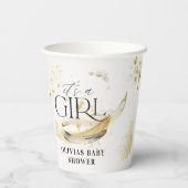 MeisjesBaby shower, natuurlijk goud, abstracte wat Papieren Bekers (Achterkant)