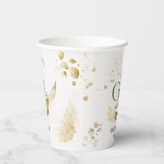 MeisjesBaby shower, natuurlijk goud, abstracte wat Papieren Bekers (Rechts)