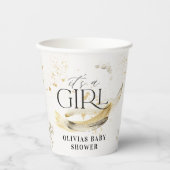 MeisjesBaby shower, natuurlijk goud, abstracte wat Papieren Bekers (Voorkant)