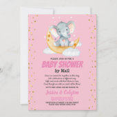 Meisjesbaby shower per post van olifant maan en st kaart (Voorkant)