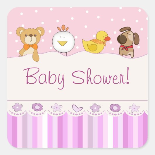 MeisjesBaby shower Vierkante Sticker (Voorkant)