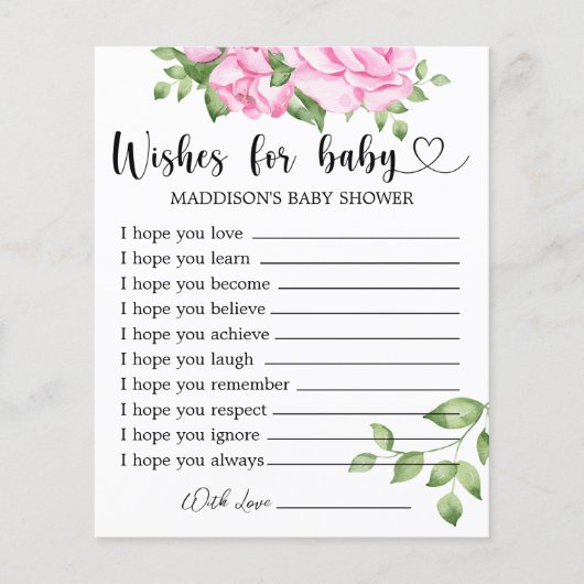 MeisjesBaby shower wenst Baby Kaart (Voorkant)