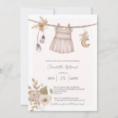 Meisjesbabykleren Boho babyshower uitnodiging (Voorkant)
