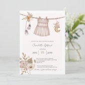 Meisjesbabykleren Boho babyshower uitnodiging (Staand voorkant)