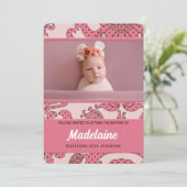 Meisjesbaptisme in roze en bruin met foto kaart (Staand voorkant)