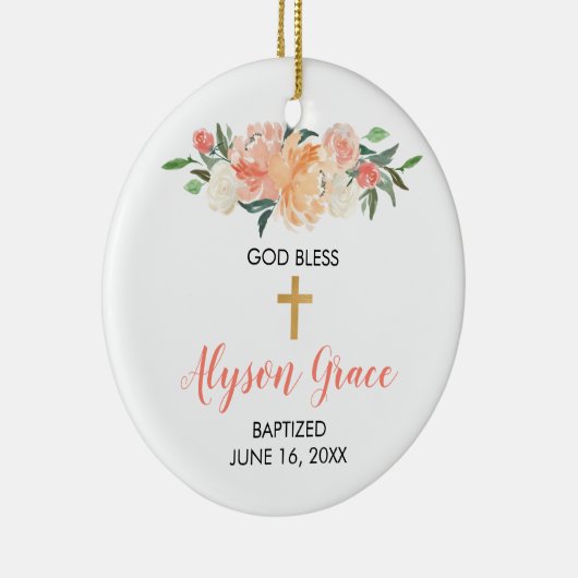 Meisjesbaptisme perzik witte griep keramisch ornament (Rechts)
