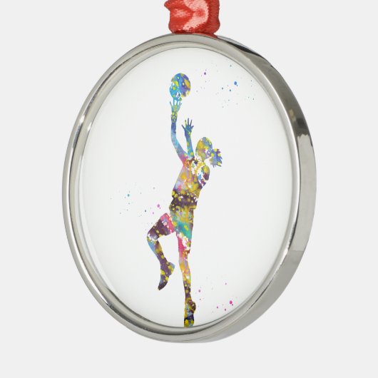 Meisjesbasketbalspeler Metalen Ornament (Links)