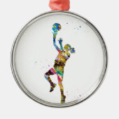 Meisjesbasketbalspeler Metalen Ornament (Voorkant)