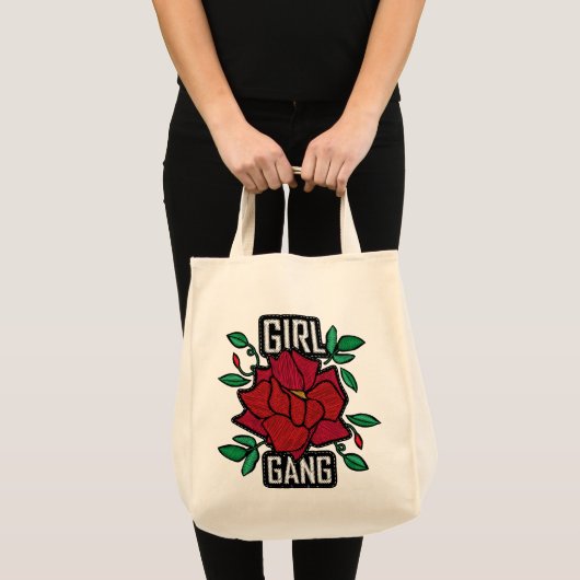 Meisjesbende Rode Roos Patch Mode Badge Tote Bag (Voorkant (product))