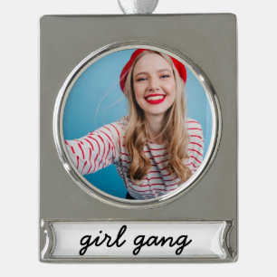 meisjesbende schattig modern feministisch meisjesk verzilverd banner ornament
