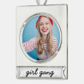 meisjesbende schattig modern feministisch meisjesk verzilverd banner ornament (Links)