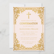 Meisjesbevestiging Roze Faux Gold  Religieus