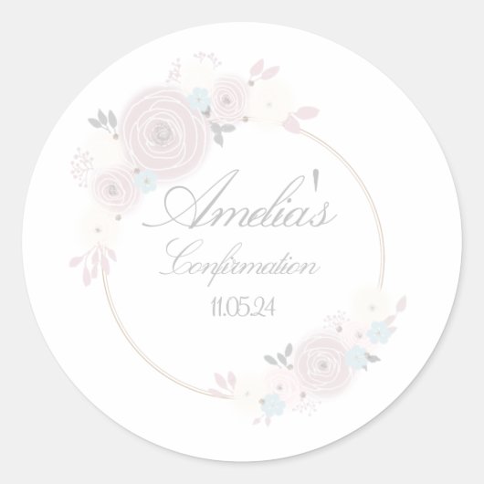 meisjesbevestigingsfeestje ronde sticker (Voorkant)