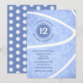 meisjesblauw basketbalfeest kaart (Voorkant / Achterkant)