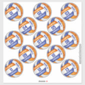 meisjesblauw oranje volleybal sticker (Vel)