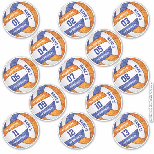 meisjesblauw oranje volleybal sticker (Voorkant)