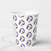 meisjesblauw sinaasappel volleyballen verjaardagsf papieren bekers (Links)