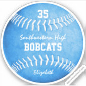 meisjesblauw softball de naam van het douaneteam s sticker (Voorkant)