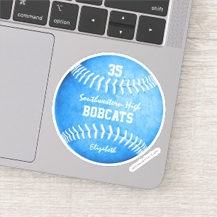 meisjesblauw softball de naam van het douaneteam s sticker
