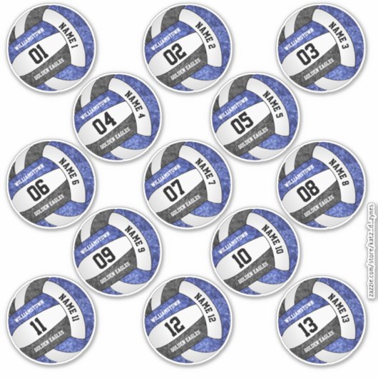 meisjesblauw zwarte volleybalspeler 13 sticker (Voorkant)