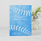 meisjesblauwe softball verjaardag of teamparty kaart (Staand voorkant)