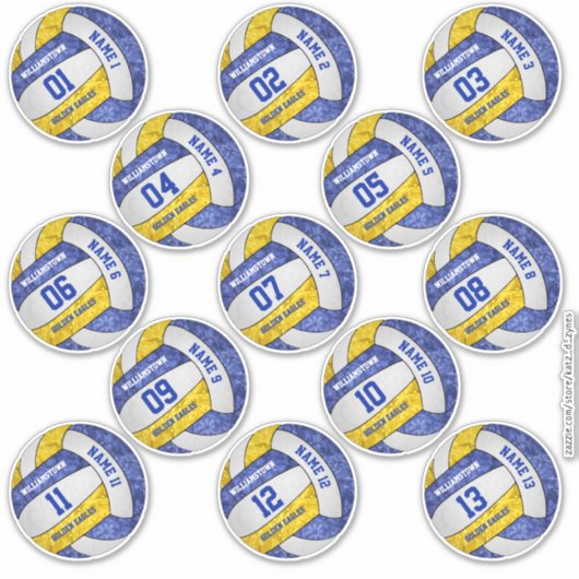 meisjesblauwe volleybalspelernamen 13 sticker (Voorkant)