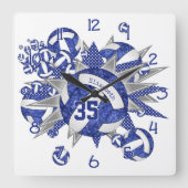 meisjesblauwe volleybalsterren vierkante klok (Voorkant)