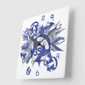 meisjesblauwe volleybalsterren vierkante klok (Hoek)