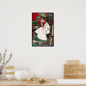 Meisjesboek lezen in bibliotheek  geletterdheid poster (Keuken)