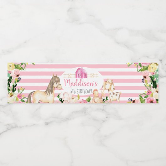 MeisjesBoerderij Waterflesetiket Waterfles Etiket (Enkel label)