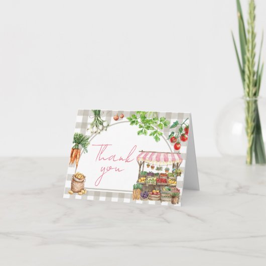 Meisjesboeren verkopen lokaal geteeld Baby shower Bedankkaart (Voorkant)
