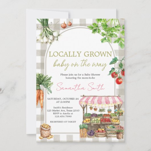 Meisjesboeren verkopen lokaal geteeld Baby shower Kaart (Voorkant)