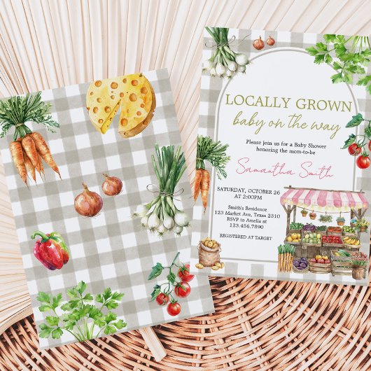 Meisjesboeren verkopen lokaal geteeld Baby shower Kaart
