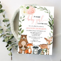 Meisjesbos groengroen baby shower met blozen bloem