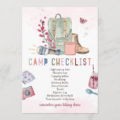 MeisjesCamp Party Invitation Camp Out Birthday Programmakaart (Achterkant)