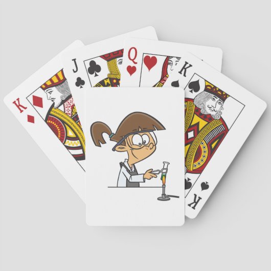 Meisjeschemicus die wetenschappelijk experiment ui pokerkaarten (Achterkant)