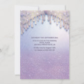 Meisjeschic-jurk druppelt lila paarse glitterij kaart (Achterkant)