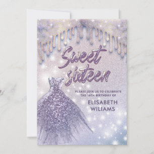 Meisjeschic-jurk druppelt lila paarse glittery inv kaart