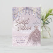 Meisjeschic-jurk druppelt roos goudglitterij ombre kaart (Staand voorkant)