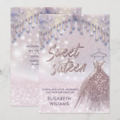 Meisjeschic-jurk druppelt roos goudglitterij ombre kaart (Voorkant / Achterkant)