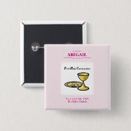 , meisjescommuniqué en bloed vierkante button 5,1 cm