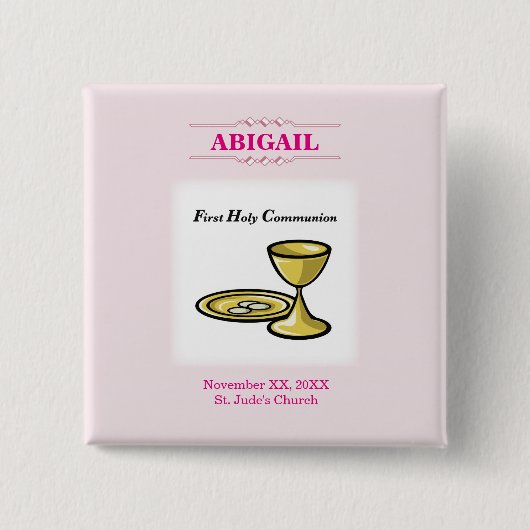 , meisjescommuniqué en bloed vierkante button 5,1 cm (Voorkant)