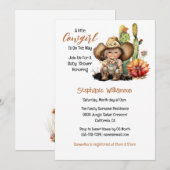 Meisjescowboy westerne cactus zuidelijk baby showe kaart (Voorkant / Achterkant)