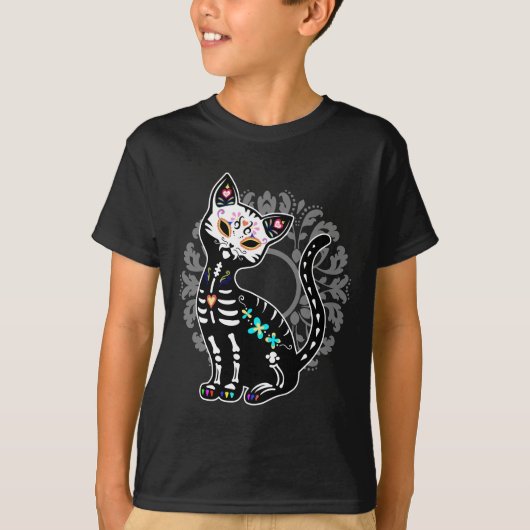 Meisjesdag van de dode skelet-kat t-shirt (Voorkant)