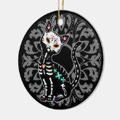 Meisjesdag van de schattige kat op maat keramisch ornament (Links)